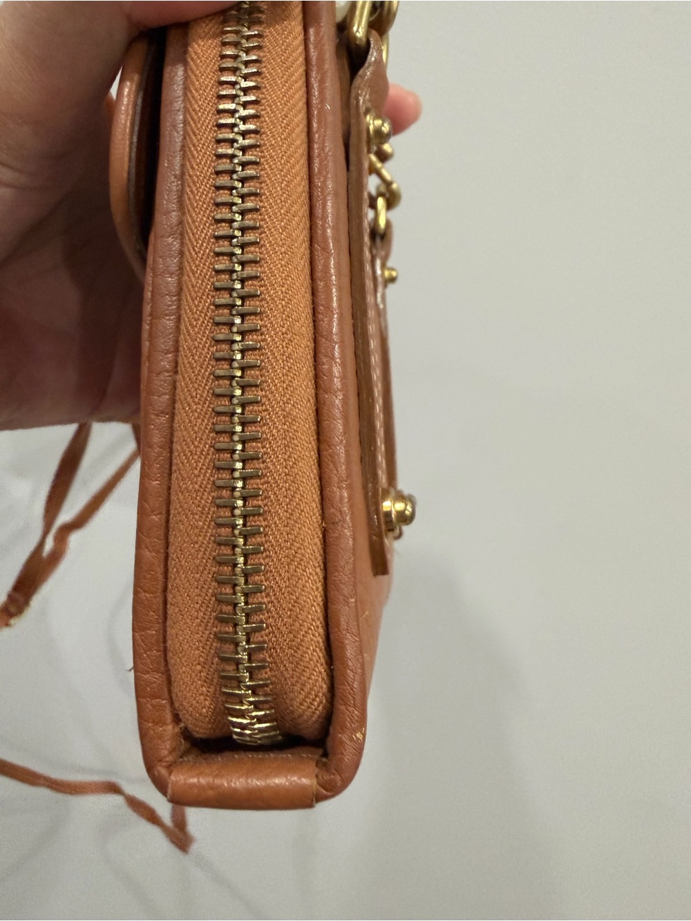 Dooney & Bourke Cognac Pebbled Leather Crossbody Wallet/Bag - Picture 6 of 9